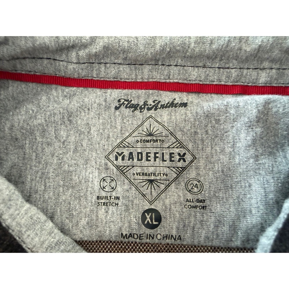Flag & Anthem MadeFlex Mens XL Charcoal Grey Plaid Stretch Flannel Button Shirt - Picture 2 of 10